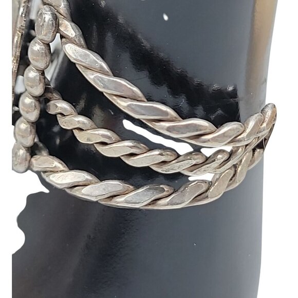 Agate Sterling Silver Open Cuff Bracelet Red Cabachon Detailed 925 Design SZ 6 - Picture 5 of 16